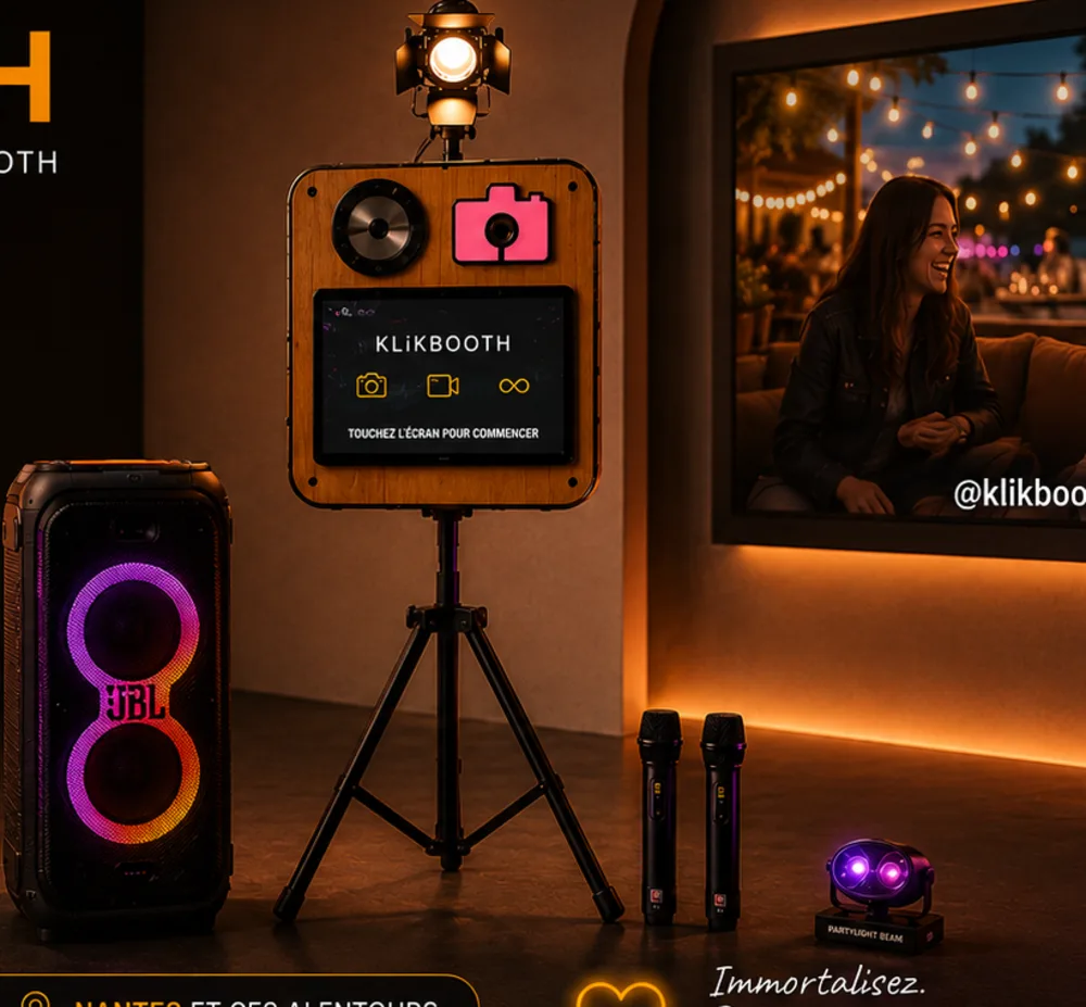 Borne KlikBooth avec matériel JBL
